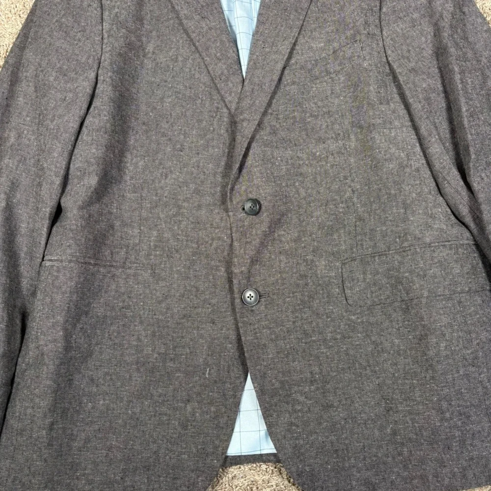 Stafford Mens 42 Short Gray Sport Coat Linen Blend Classic Two Button Blazer‎